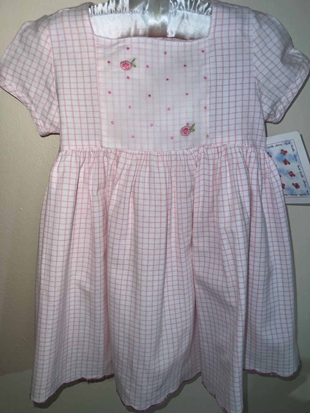 Vintage Pink Windowpane Baby Dress Size